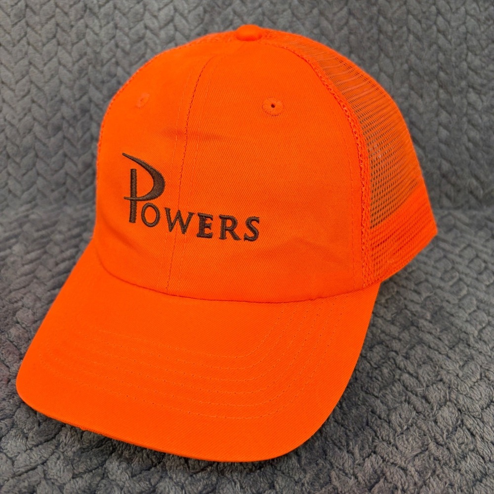 Powers Trucker Hat Blaze Orange Mesh Snapback Cap Hunting Workwear 0634